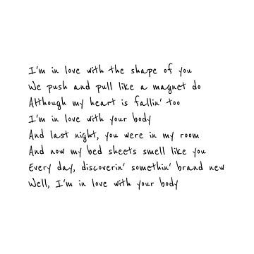 Shape of You Lyrics Photographic Print