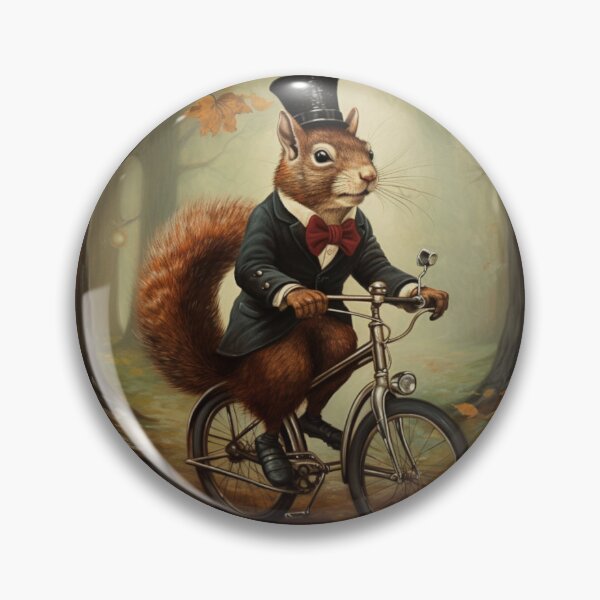 Item preview, Whimsical Victorian Dapper Monocle-Wearing Squirrel Riding A Bike Victorian Inspired Art  designed and sold by CDC40.