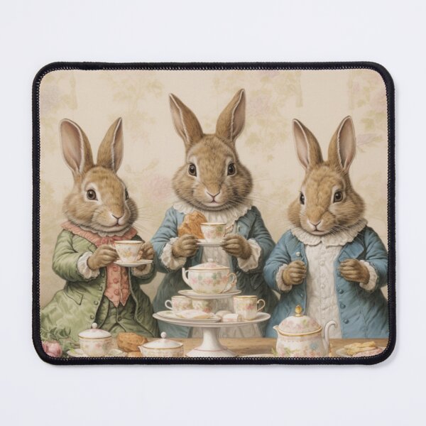 Item preview, Whimsical Victorian-style Rabbits Hosting A Tea Party Victorian Inspired Art designed and sold by CDC40.