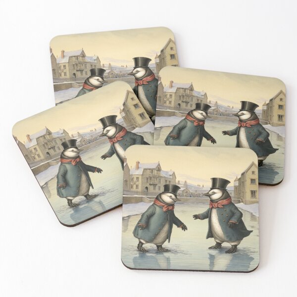 Item preview, Whimsical Victorian Penguins lce Skating Victorian Inspired Art  designed and sold by CDC40.