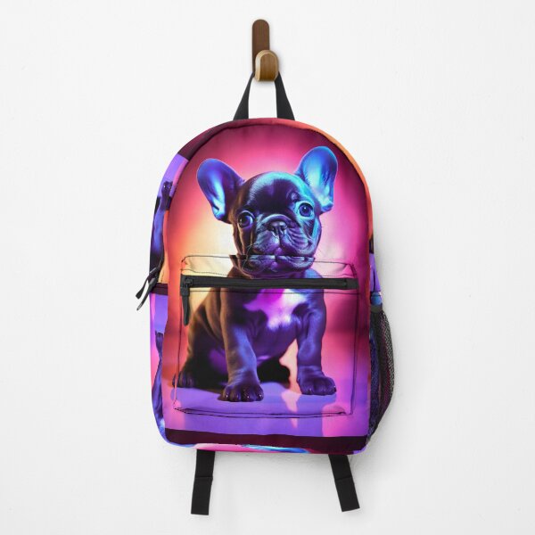 Item preview, A very cute black French Bulldog puppy in the style of ultraviolet photography designed and sold by AI-Only Creations.