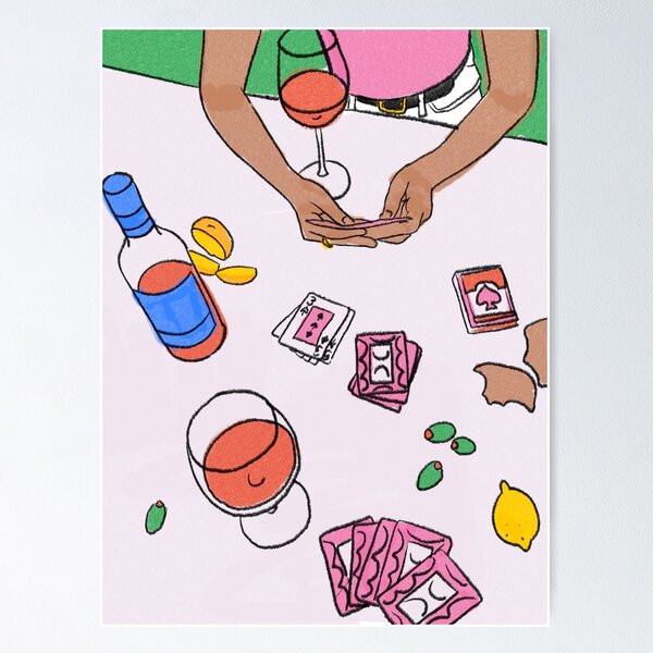Playing Cards During Dinnertime Poster