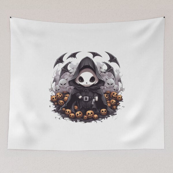 Item preview, Chibi Reaper's Scythe Halloween Tee - Cute Dark Fantasy Art designed and sold by Moisky Patterns.