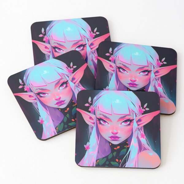 Item preview, Beautiful Pink Floral Elf Anime Girl designed and sold by bubblegoth.