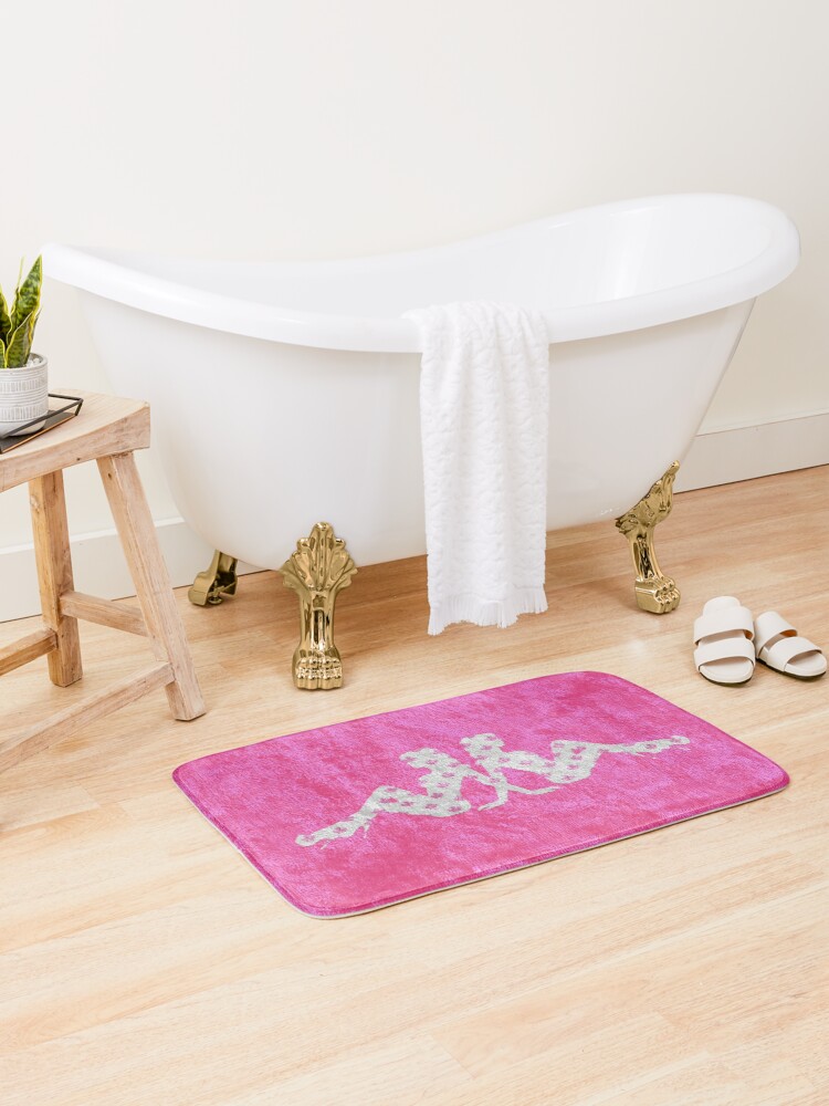 Faux Glitter Mudflap Girls - Pink Maple Leaves Bath Mat