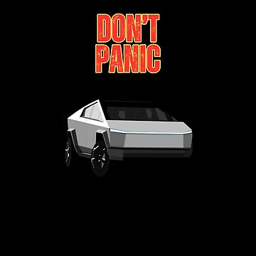 "Don't Panic Tesla Cybertruck Bold Yellow" Sticker for Sale by DoemaZ