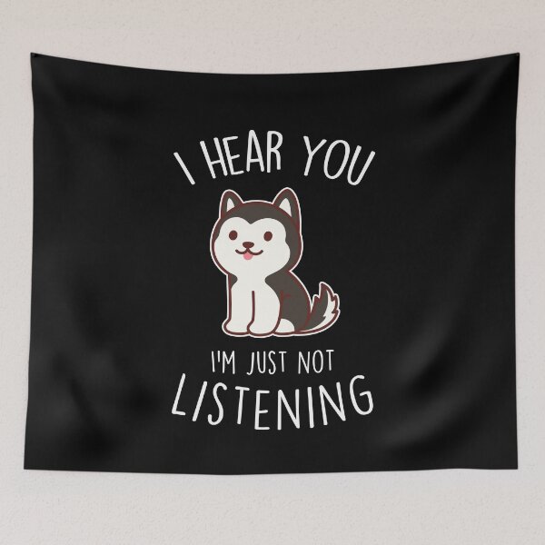 Item preview, Black and White Husky Dog Not Listening designed and sold by Clara Hollins.