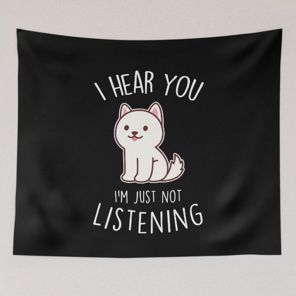 Item preview, White Husky Dog Not Listening designed and sold by Clara Hollins.
