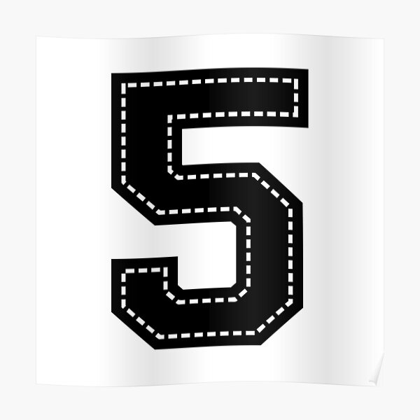 Varsity Font Number 5 Black Large Poster