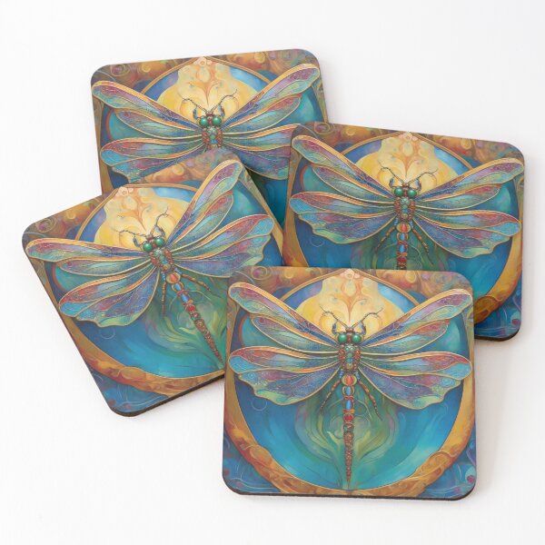 Item preview, Dragonfly Art Nouveau Painting designed and sold by druidwolfart.