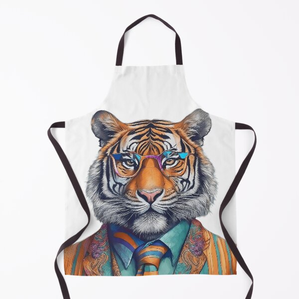 Item preview, Funny Tiger in Glasses and Jacket Poster - Hand-Drawn Style Art - Vibrant Home Decor designed and sold by ButonDesign.