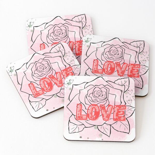 Item preview, Pink background rose with the word LOVE  designed and sold by Good4Vibez.