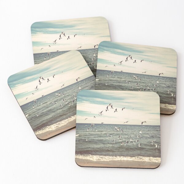Item preview, Baltic Sea Beach with seagulls, photograph, summer vacation designed and sold by VanillaBlueSky.