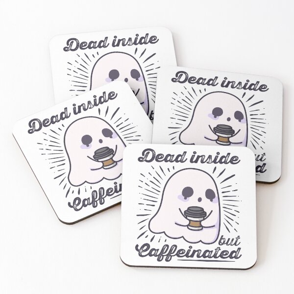 Item preview, Dead Inside But Caffeinated Kawaii Ghost Halloween designed and sold by MeowsAndMakes.