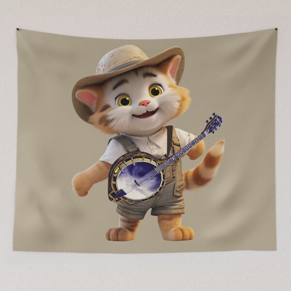 Item preview, Cat and banjo country music designed and sold by Artbellachi.