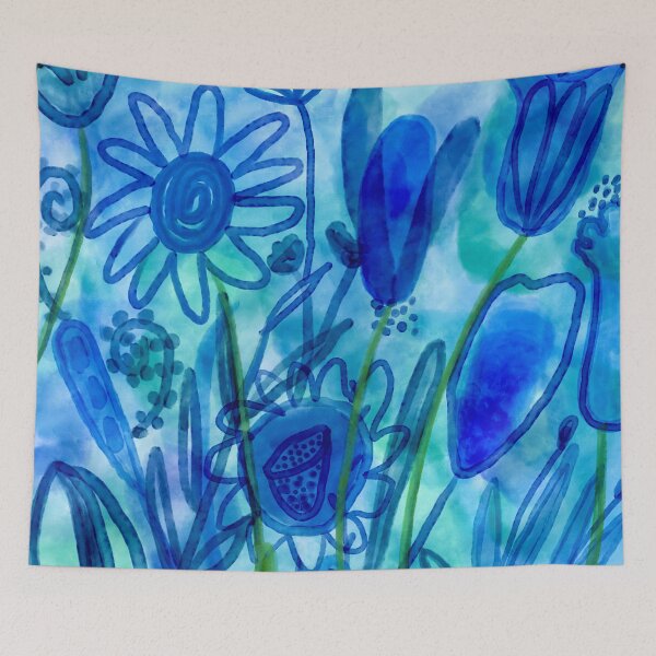 Item preview, Blue Watercolor Fleurs designed and sold by Leanne Morin.