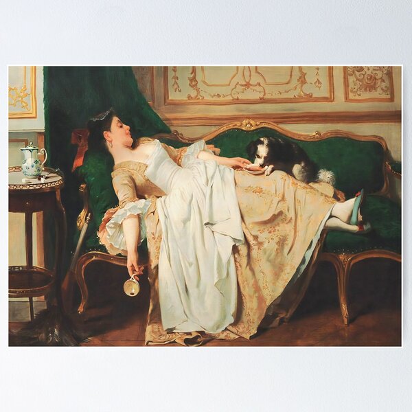 Item preview, Woman and Dog Portrait, Vintage Wall Art designed and sold by vintagevivian.