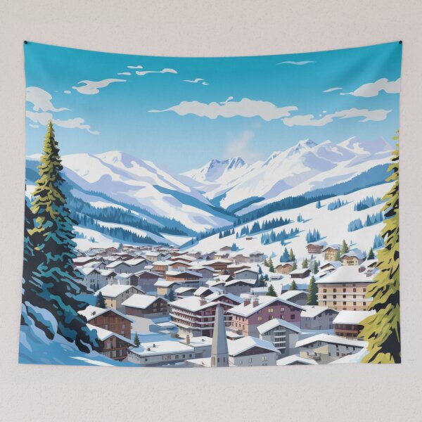 Item preview, A Pop Art Travel Print of Courchevel - France  designed and sold by StudioRedKoala.