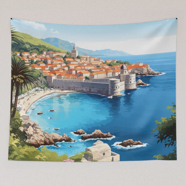 Item preview, A Pop Art Travel Print of Dubrovnik - Croatia  designed and sold by StudioRedKoala.