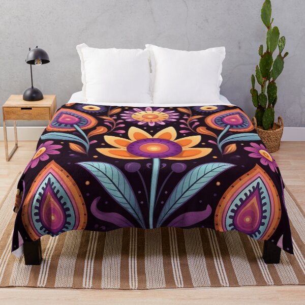 Item preview, Colorful Retro Boho Flowers and Leaves Pattern designed and sold by Lamarcy.