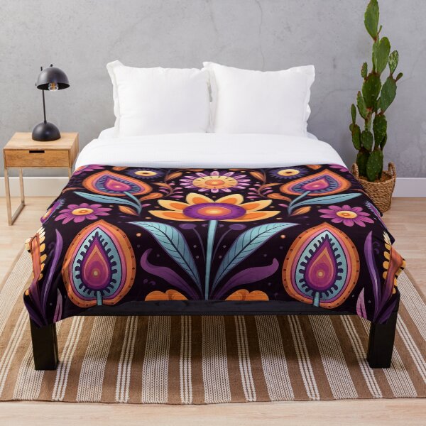Item preview, Colorful Retro Boho Flowers and Leaves Pattern designed and sold by Lamarcy.