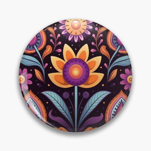 Item preview, Colorful Retro Boho Flowers and Leaves Pattern designed and sold by Lamarcy.