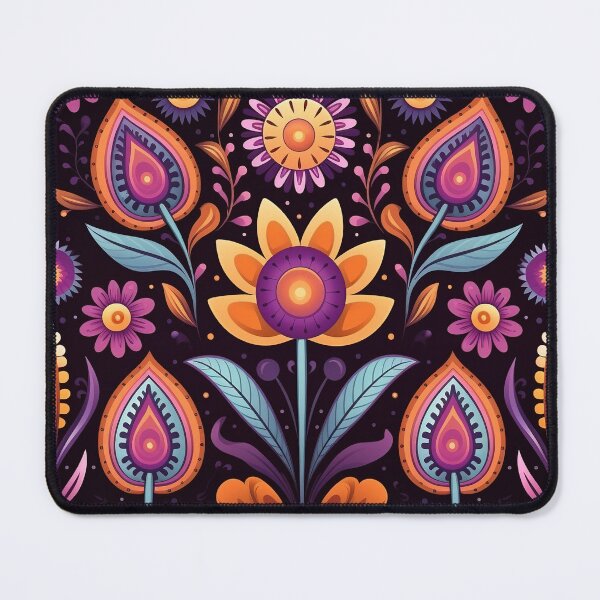 Item preview, Colorful Retro Boho Flowers and Leaves Pattern designed and sold by Lamarcy.