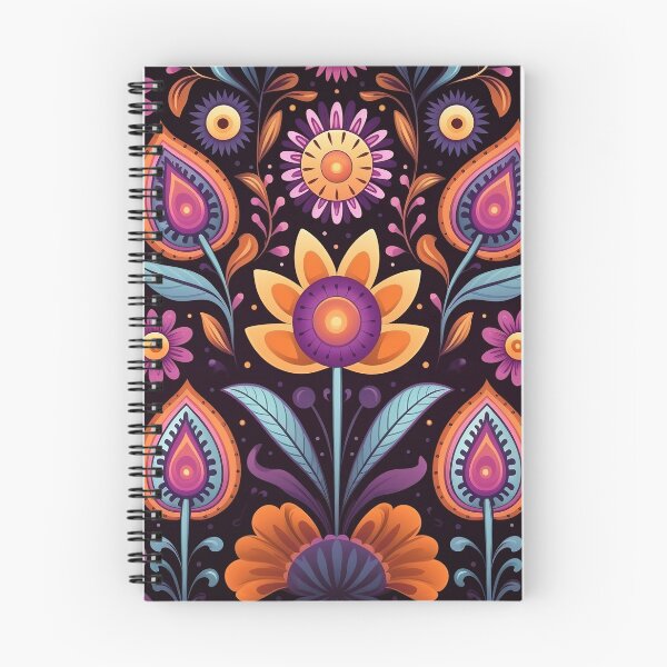 Item preview, Colorful Retro Boho Flowers and Leaves Pattern designed and sold by Lamarcy.