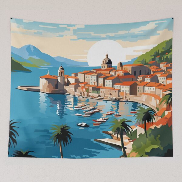 Item preview, A Pop Art Travel Print of Dubrovnik - Croatia  designed and sold by StudioRedKoala.