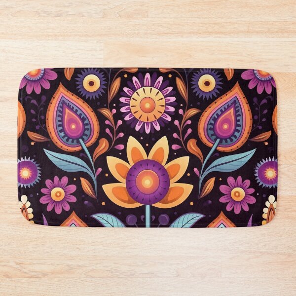 Item preview, Colorful Retro Boho Flowers and Leaves Pattern designed and sold by Lamarcy.