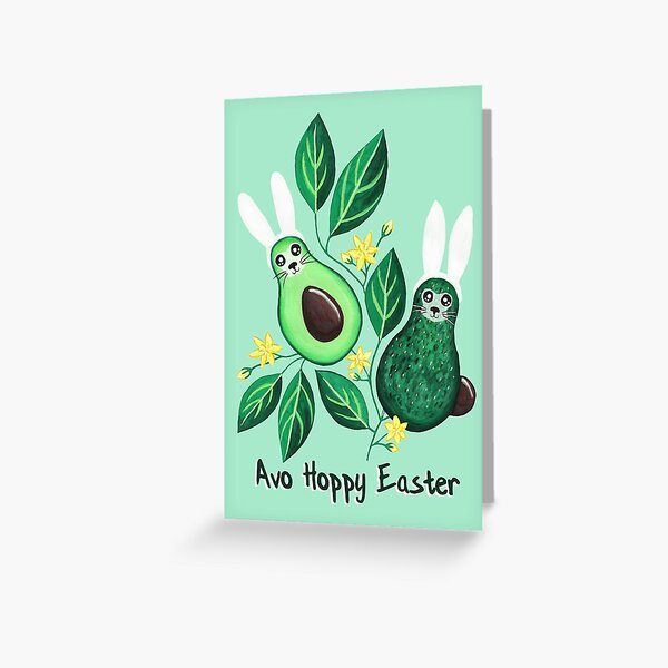 Avo Hoppy Easter | Avocado Easter Bunnies Greeting Card
