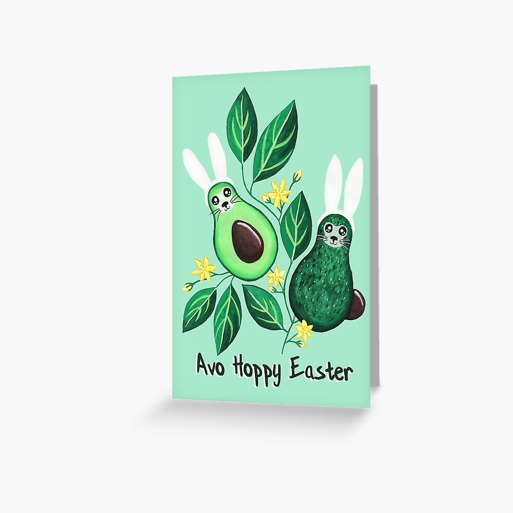 Avo Hoppy Easter | Avocado Easter Bunnies Greeting Card