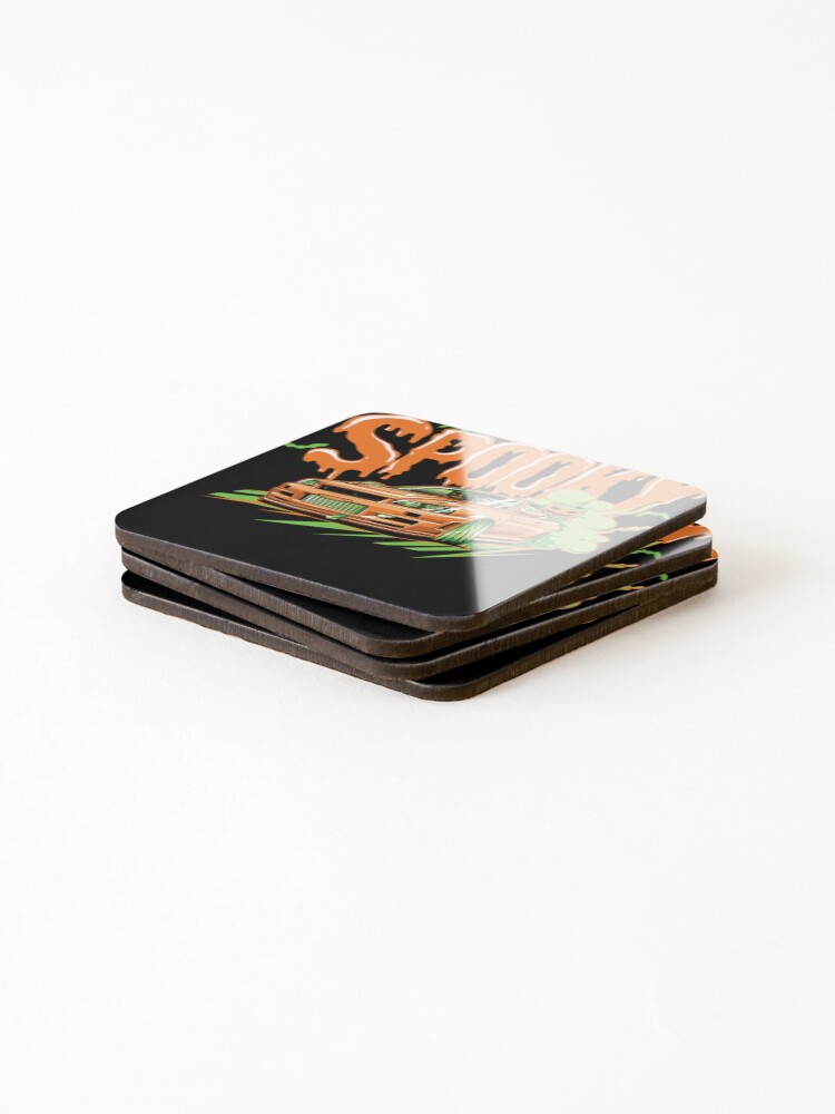 Thumbnail 4 of 5, Coasters (Set of 4), Spooky Halloween R34 Green designed and sold by ROBESALAT.