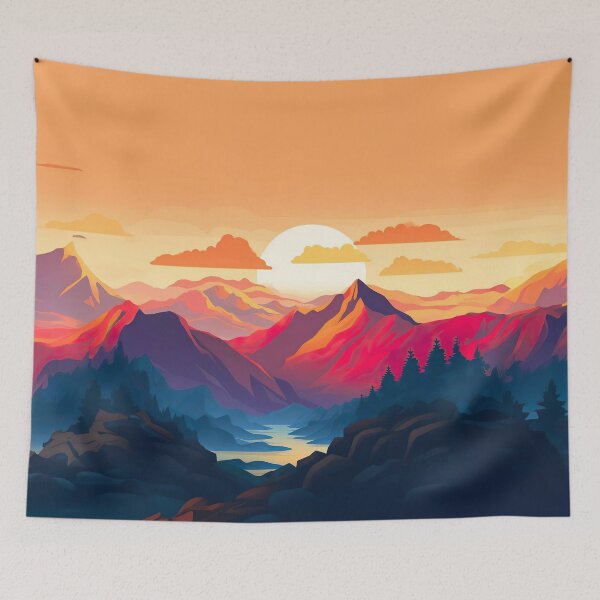 Item preview, Mountain Range Sunset Illustration designed and sold by Digi-Artsy.