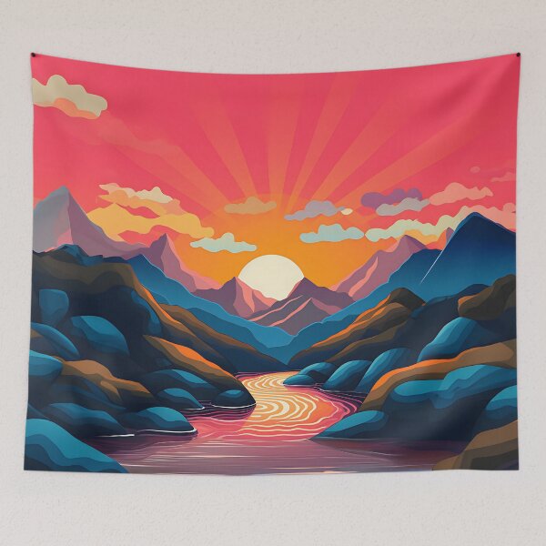 Item preview, Mountain Range Sunset Illustration designed and sold by Digi-Artsy.