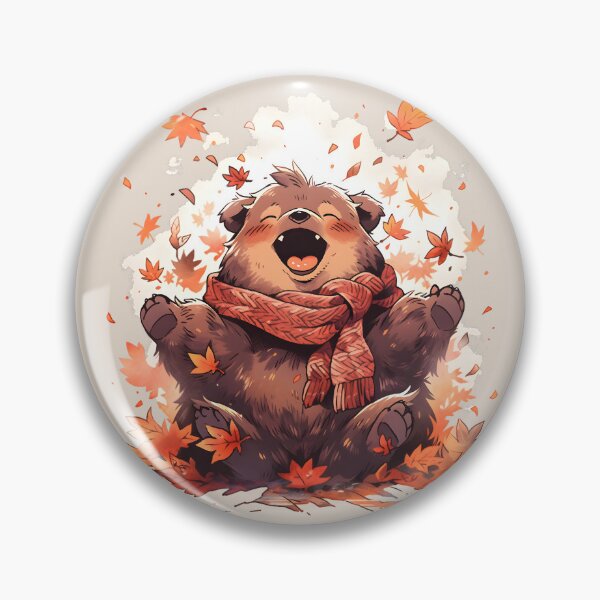 Item preview, Happy Bear Cub in Fall Leafy Surroundings designed and sold by InkedBeasts.