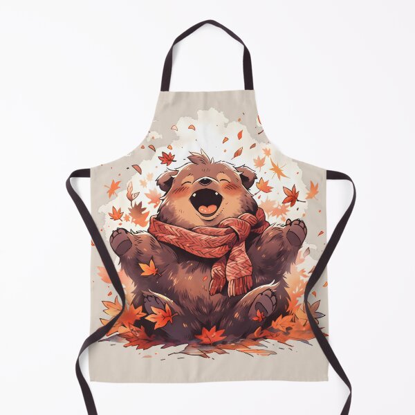 Item preview, Happy Bear Cub in Fall Leafy Surroundings designed and sold by InkedBeasts.