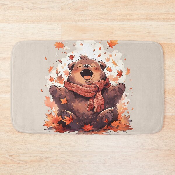 Item preview, Happy Bear Cub in Fall Leafy Surroundings designed and sold by InkedBeasts.