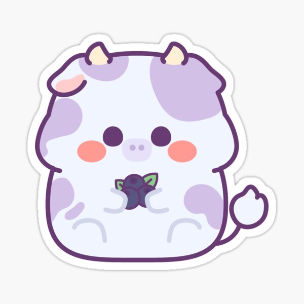 Kawaii Cute Pastel Blueberry Cow Sticker