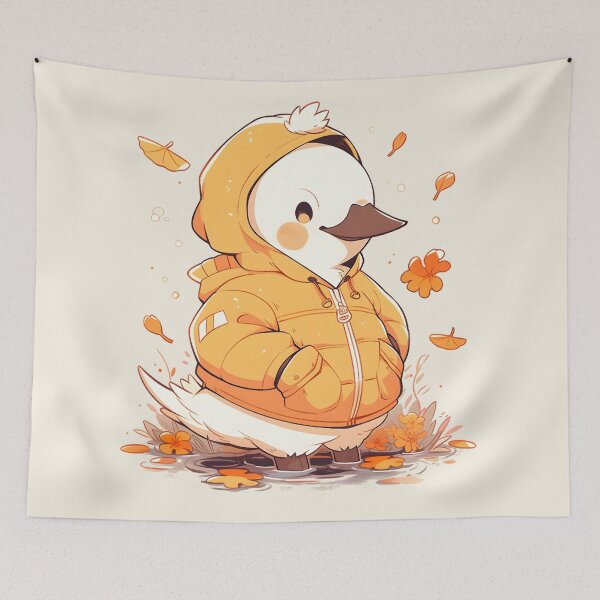 Item preview, Cosy Gosling in Amber Yellow Puffer Jacket designed and sold by InkedBeasts.