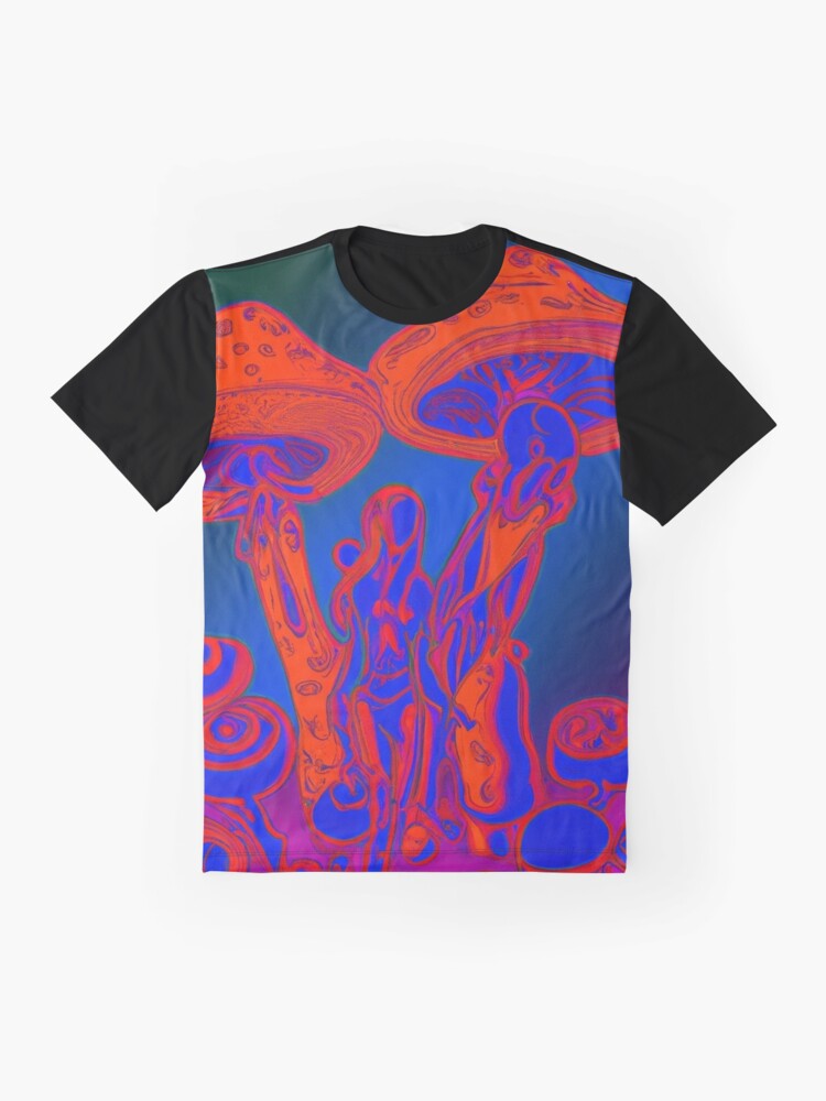 Graphic T-Shirt, Woman in Alien Mushrooms designed and sold by DJALCHEMY