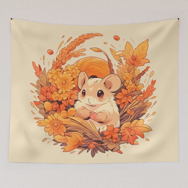Item preview, Concerned Harvest Mouse Amid Fall Foliage designed and sold by InkedBeasts.