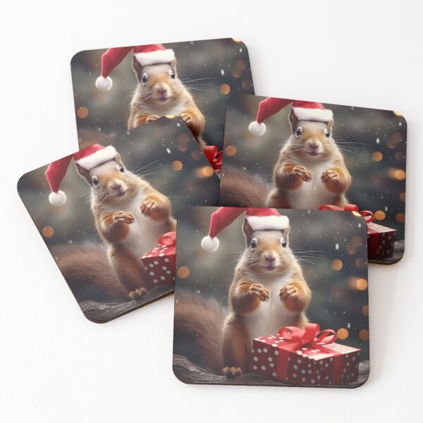 Item preview, Squirrel in a Santa Hat with Christmas Present designed and sold by OddCorro.