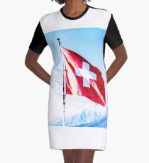 Swiss Flag Graphic T-Shirt Dress