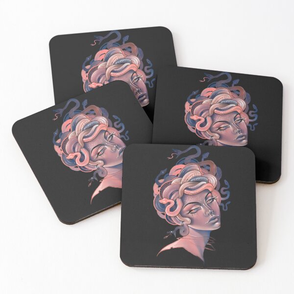 Item preview, Coral and blue Medusa portrait designed and sold by Zanglechan.