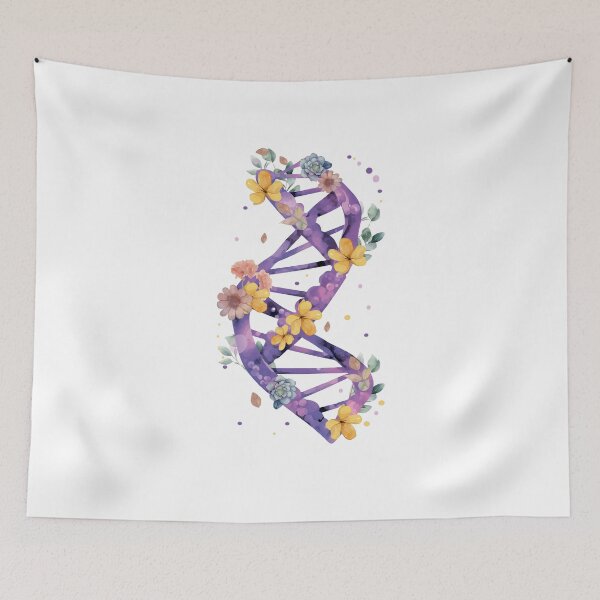 Item preview, Violet watercolor illustration of human DNA in flowers. Hand drawn vector illustration for stickers, postcards, prints on clothes, stamps designed and sold by Anastasiia Yurevych.