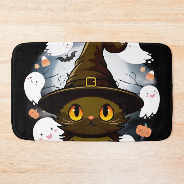 Item preview, Cute Halloween Cat with Witch Hat designed and sold by my-green-gecko.