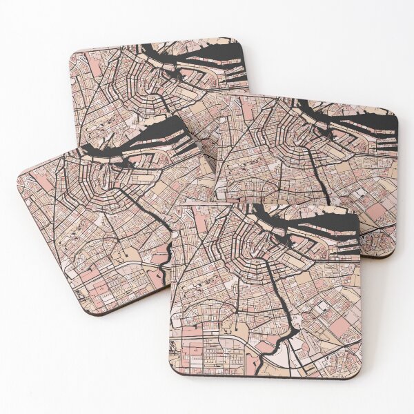 Item preview, Amsterdam Map Pattern in Soft Pink Pastels designed and sold by PatternMaps.