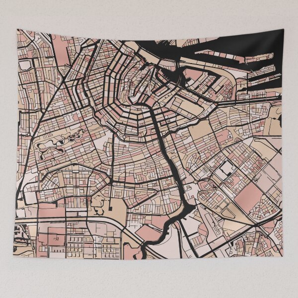 Item preview, Amsterdam Map Pattern in Soft Pink Pastels designed and sold by PatternMaps.
