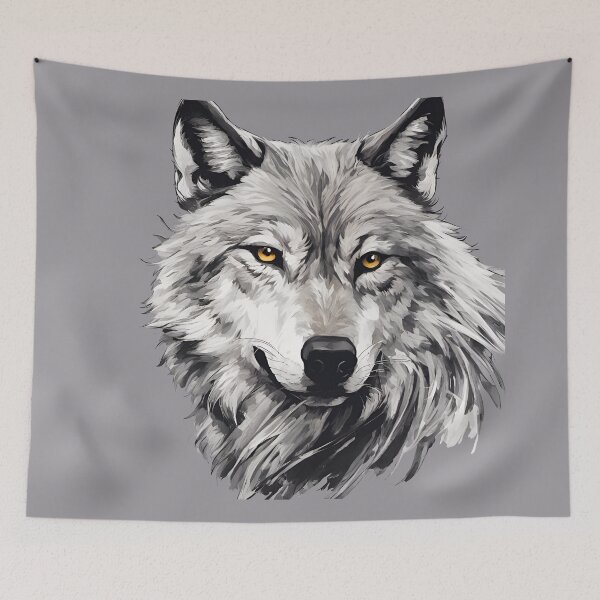 Aperçu de l'œuvre Loup Gris aux Yeux Brillants Portrait créée et vendue par Thorolf.